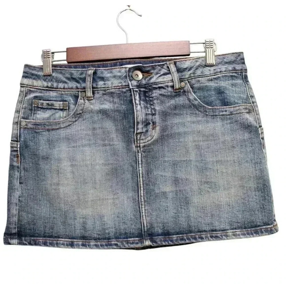 Vintage Y2K Preppy No Boundaries Mini Skirt Size 11 Denim Stretch - Picture 1 of 11